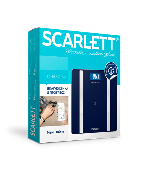 Весы напольные, диагностика с Bluetooth  Scarlett SC-BS33ED111