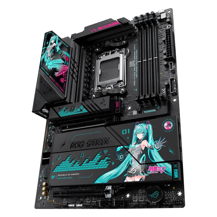 Материнская плата Asus ROG STRIX X870E-H GAMING WIFI7 HATSUNE MIKU EDITION (90MB1MA0-M0EA) [AM5, AMD X870E, 4xDDR 5, 4xM.2, 2xPCI-E x16, Standard-ATX]