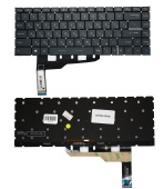 Клавиатура для ноутбука MSI Prestige 14 A12SC, белая подсветка, без рамки, серая