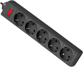 Сетевой фильтр Defender ES, 3m, Черный 5 розеток, автопредохранитель, black