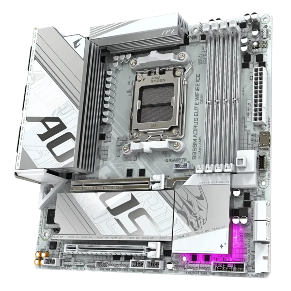 Материнская плата Gigabyte B850M AORUS ELITE WIFI6E ICE [AM5, AMD B850, 4xDDR 4, 2xM.2, 2xPCI-E x16, Micro-ATX]