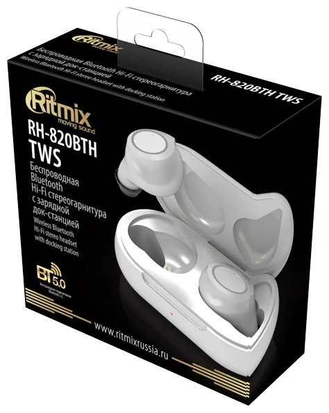 Наушники-вкладыши беспроводные RITMIX RH-820BTH TWS, белый