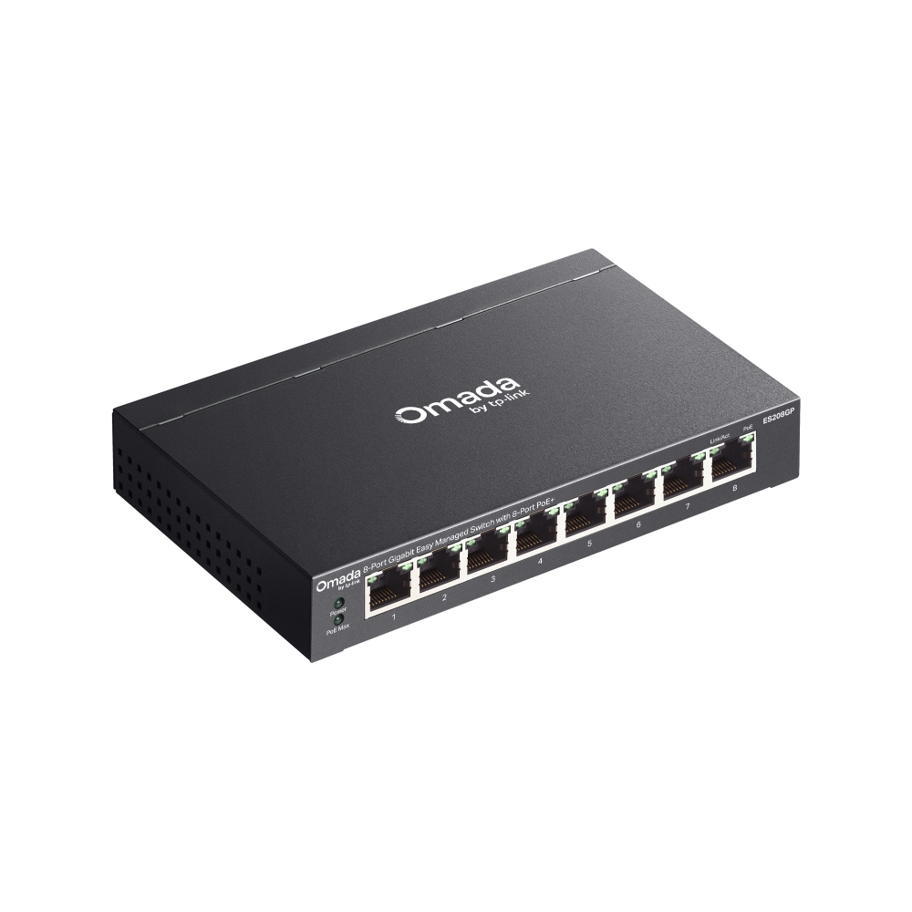 Коммутатор TP-Link Omada ES208GP PoE+ GbE Easy Managed  8-портовый 