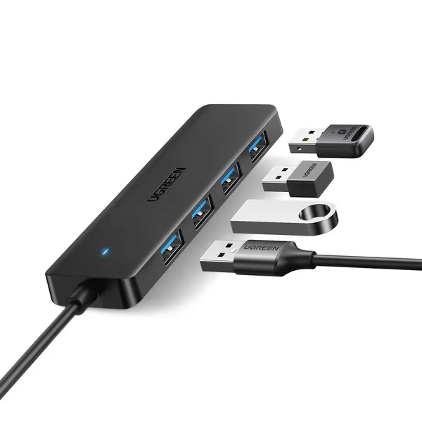 USB HUB UGREEN CM219 (25851) USB 3.0 A 4 Ports Black  0.15M