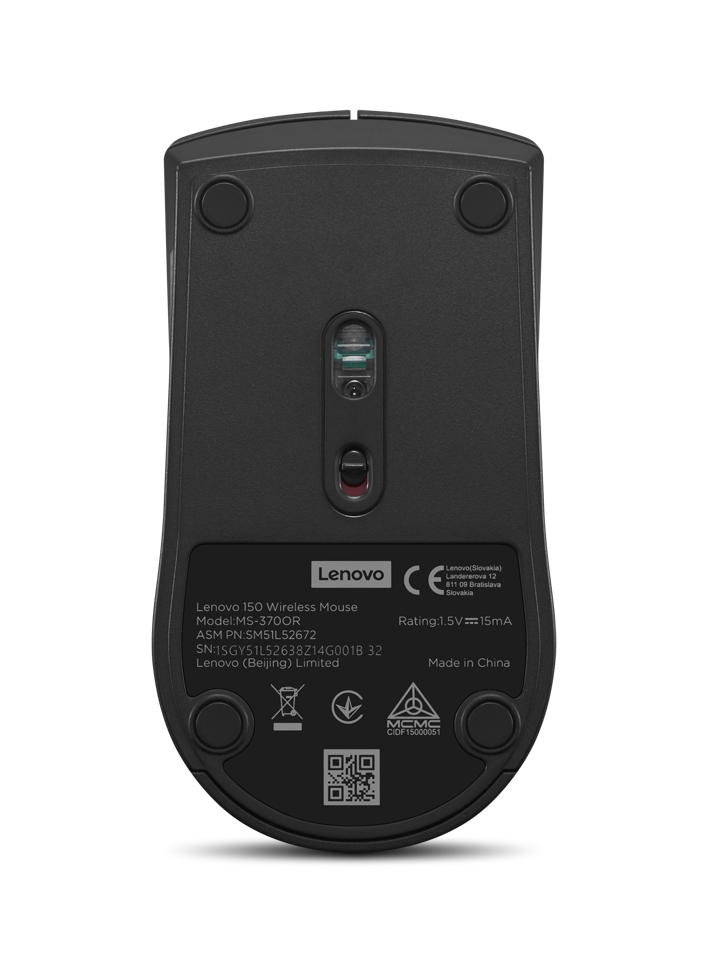 Мышь Lenovo 150 (GY51L52638) [беспроводная, светодиодная, 1000 DPI, черная]