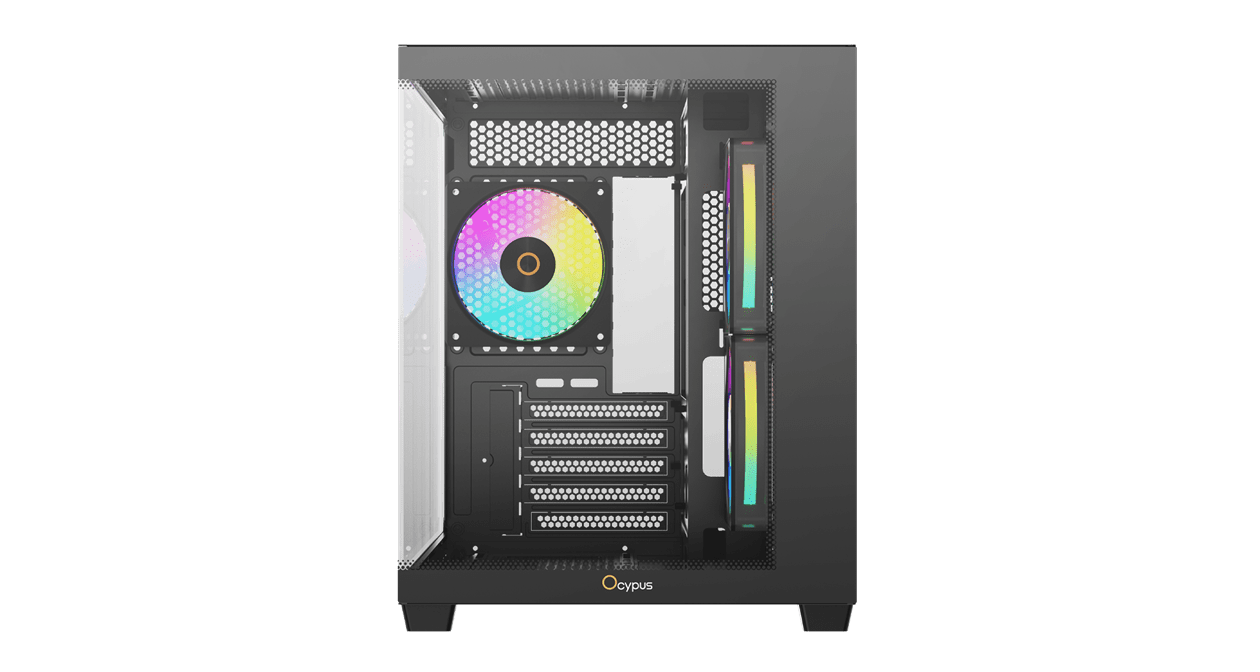 Корпус Ocypus Gamma C54 BK ARGB (Gamma-C54-BKD300XX-GL) [Midi Tower, 3 x 120 мм, черный]