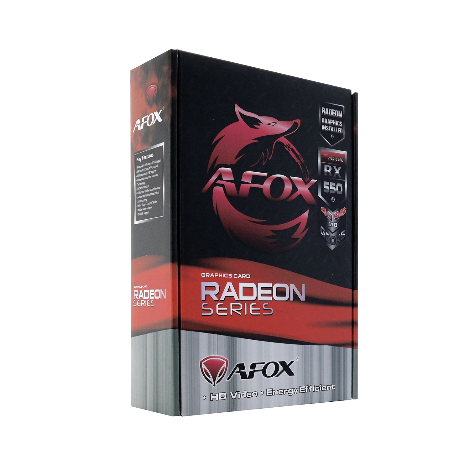 Видеокарта Afox RX 550 (AFRX550-4096D5H2-V4) [4 ГБ, GDDR5, 128 бит, DVI, HDMI, DisplayPort]
