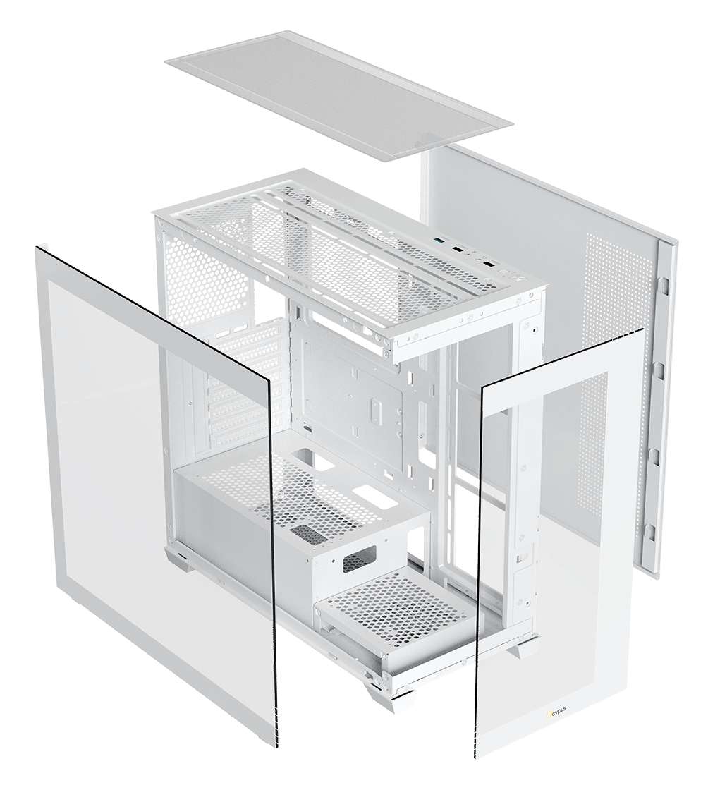 Корпус Ocypus Gamma C72 WH ARGB (Gamma-C72-WHD400XX-GL) [Midi Tower, 4 x 120 мм ARGB, белый]