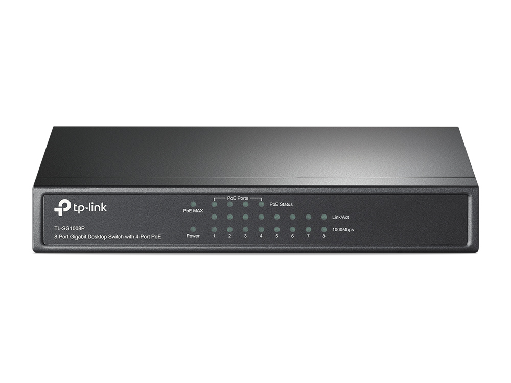 Коммутатор неуправляемый, TP-Link, TL-SG1008P, 8-ports 10/100/1000 Mbit/s