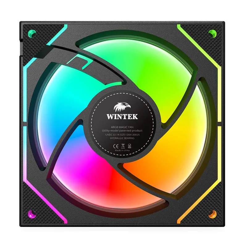 Вентилятор для корпуса Wintek 1236-B-12 ARGB REVERSE Black [120 мм, 1800 об/мин, 46,7 CFM, 34 дБ, PWM]