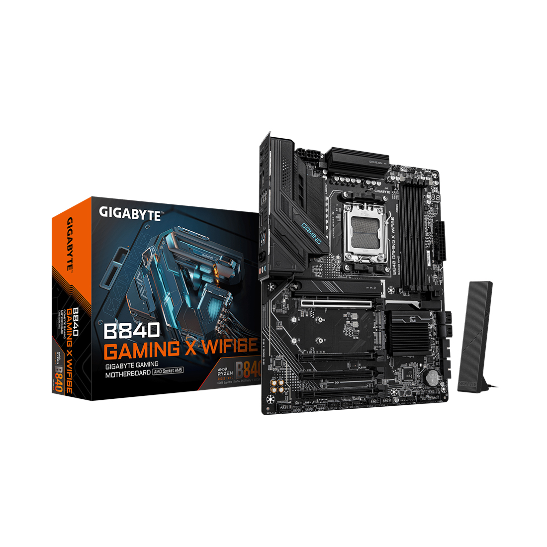 Материнская плата Gigabyte B840 GAMING X WIFI6E [AM5, AMD B840, 4xDDR 5, 3xM.2, 4xPCI-E x16, Standard-ATX]