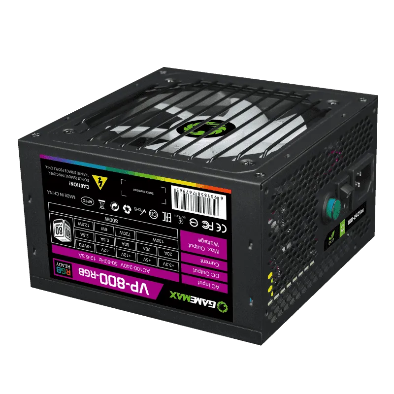 Блок питания GameMax VP-800-RGB Modular [800 Вт, 80 PLUS Bronze, 6x SATA, 2 x 6+2 pin PCIe, 1x 4+4 pin CPU, ATX]