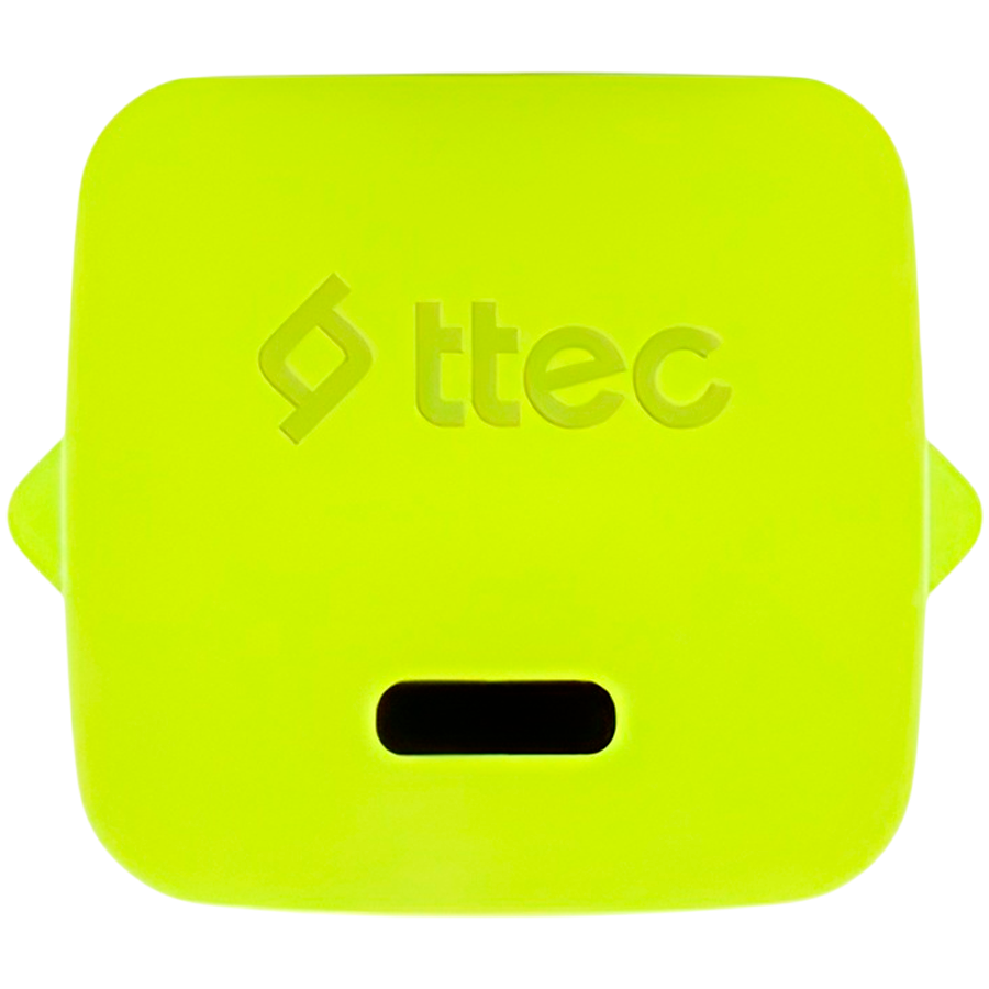 ttec SmartCharger GAN 20W PD (2SCG20CNS) Travel Fast Charger + USB-C - USB-C 3A Cable 120cm, Neon Yellow