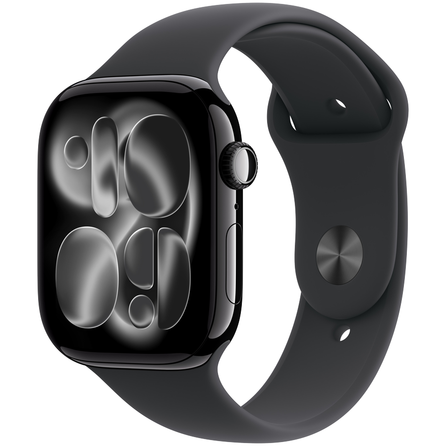 Apple Watch Series 11 GPS 46mm (MEUX4RK/A) Jet Black Aluminium Case with Black Sport Band - M/L, Model A3333, черный
