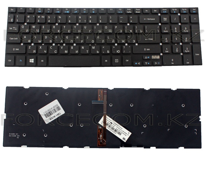 Клавиатура для ноутбука Acer Aspire 5830T, RU, черная, с подсветкой