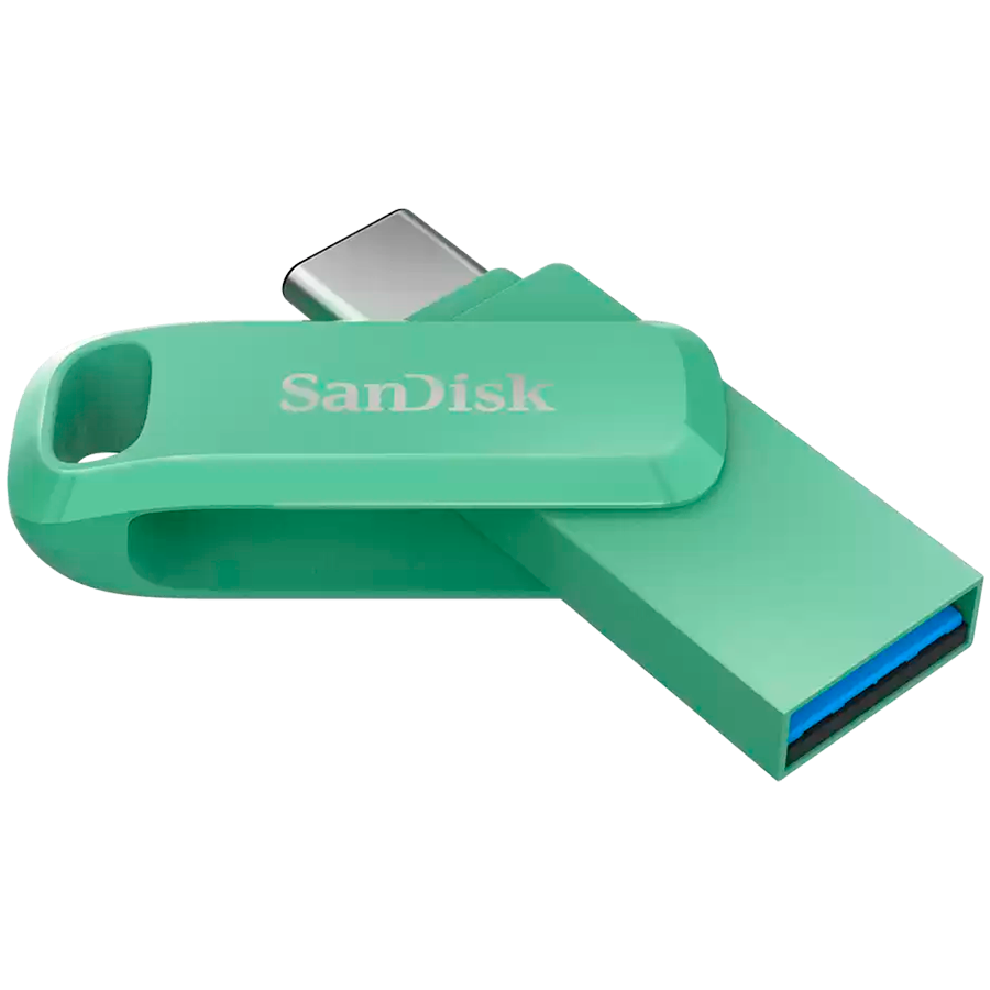 USB Флеш SanDisk Ultra Dual Drive Go USB Type-C (SDDDC3-128G-G46AG), 128ГБ, 400 МБ/сек, Зеленый