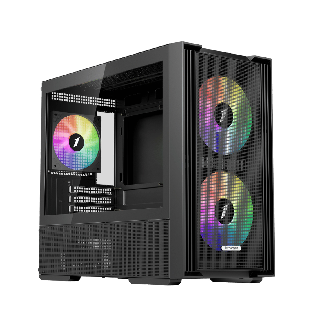 Корпус 1stPlayer AU6 (AU6-BK-2FA7-14-2FA7R-1FA7) [Mini Tower, 4 x 140 мм / 1 x 120 мм, черный]