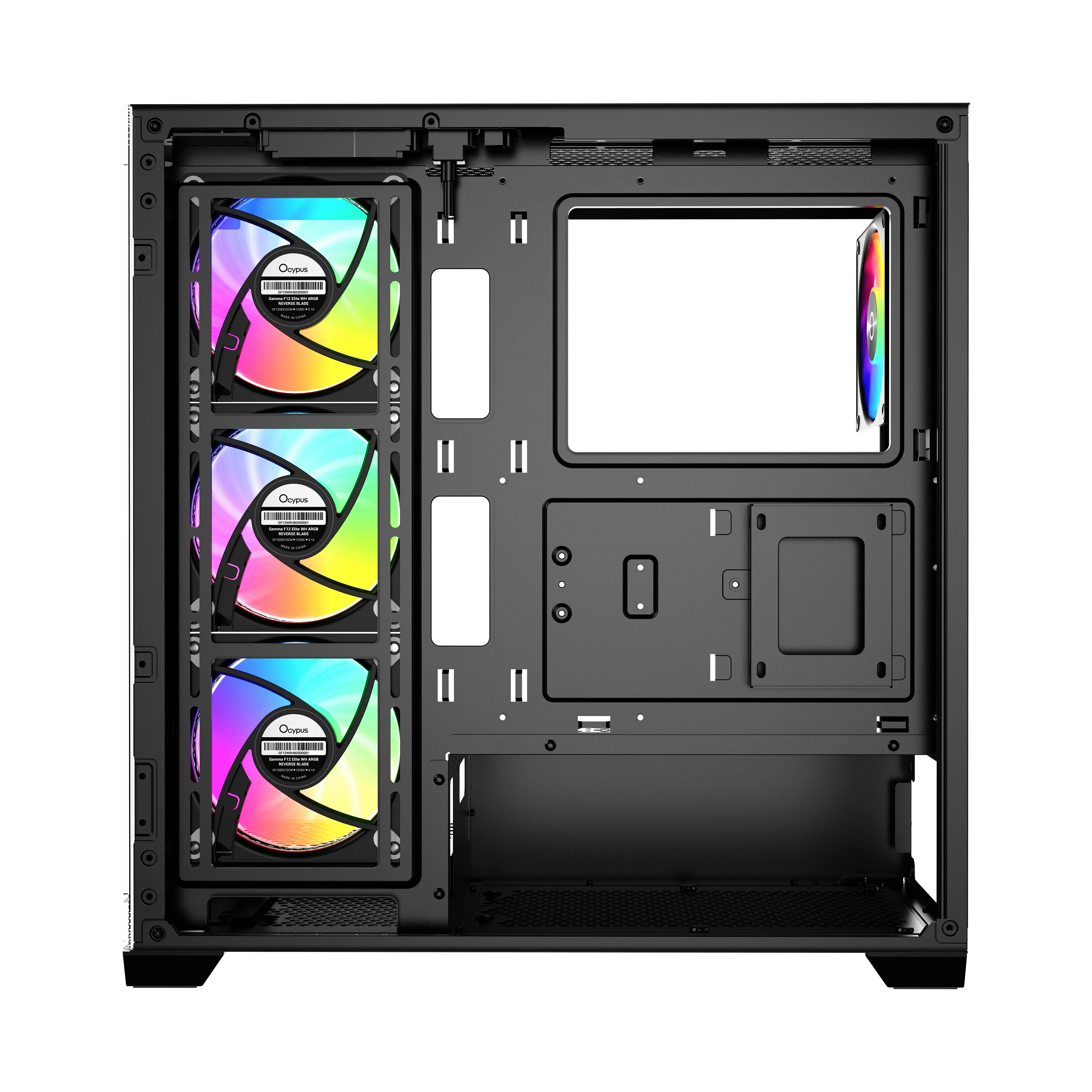 Корпус Ocypus Gamma C72 BK ARGB (Gamma-C72-BKD400XX-GL) [Midi Tower, 120 мм * 4 ARGB, черный]