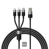 Интерфейсный кабель Baseus StarSpeed 1-for-3 USB to M+L+C 3.5A 1.2m Black (CAXS000001)
