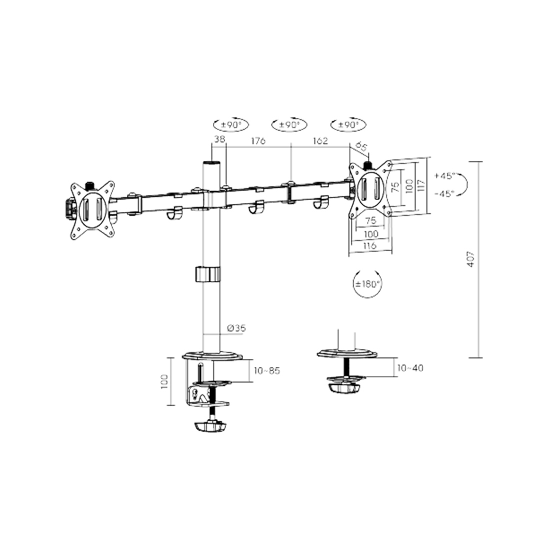 Настольный кронштейн XG MG-1732D для 2-х мониторов (17"-32")