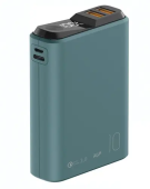 Портативный аккумулятор Olmio QS-10 зеленый [10000 мА*ч, USB-A - 2 шт, USB-C - 1 шт, дисплей]