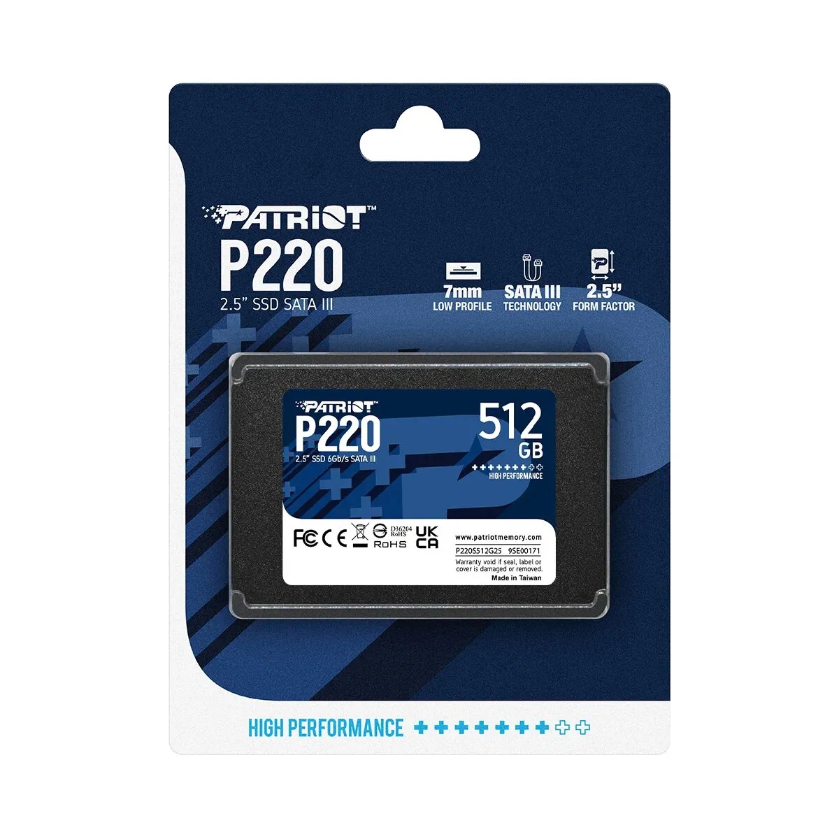 SSD-накопитель Patriot P220 (P220S512G25) [512 ГБ, 2.5", SATA III, 550/500 МБ/с, TLC]