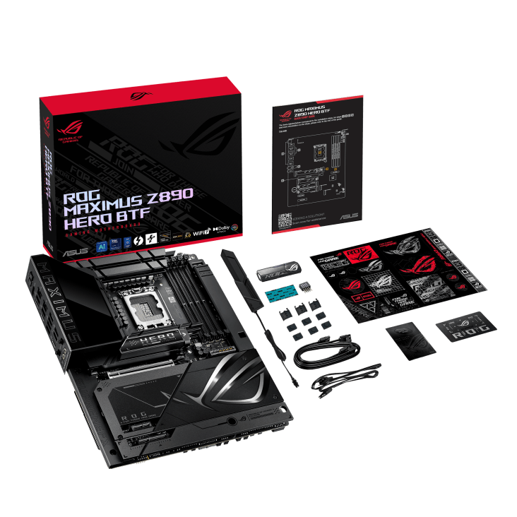 Материнская плата Asus ROG MAXIMUS Z890 HERO BTF [LGA 1851, Intel Z890, 4xDDR 5, 6xM.2, 1xPCI-E x16, Standard-ATX]