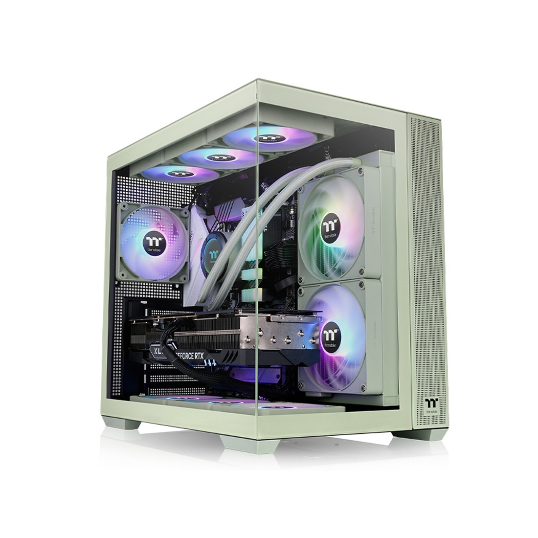 Корпус Thermaltake View 380 TG ARGB Matcha Green (CA-1Z2-00MEWN-00) [Midi Tower, 3 x 120 мм ARGB, зеленый]