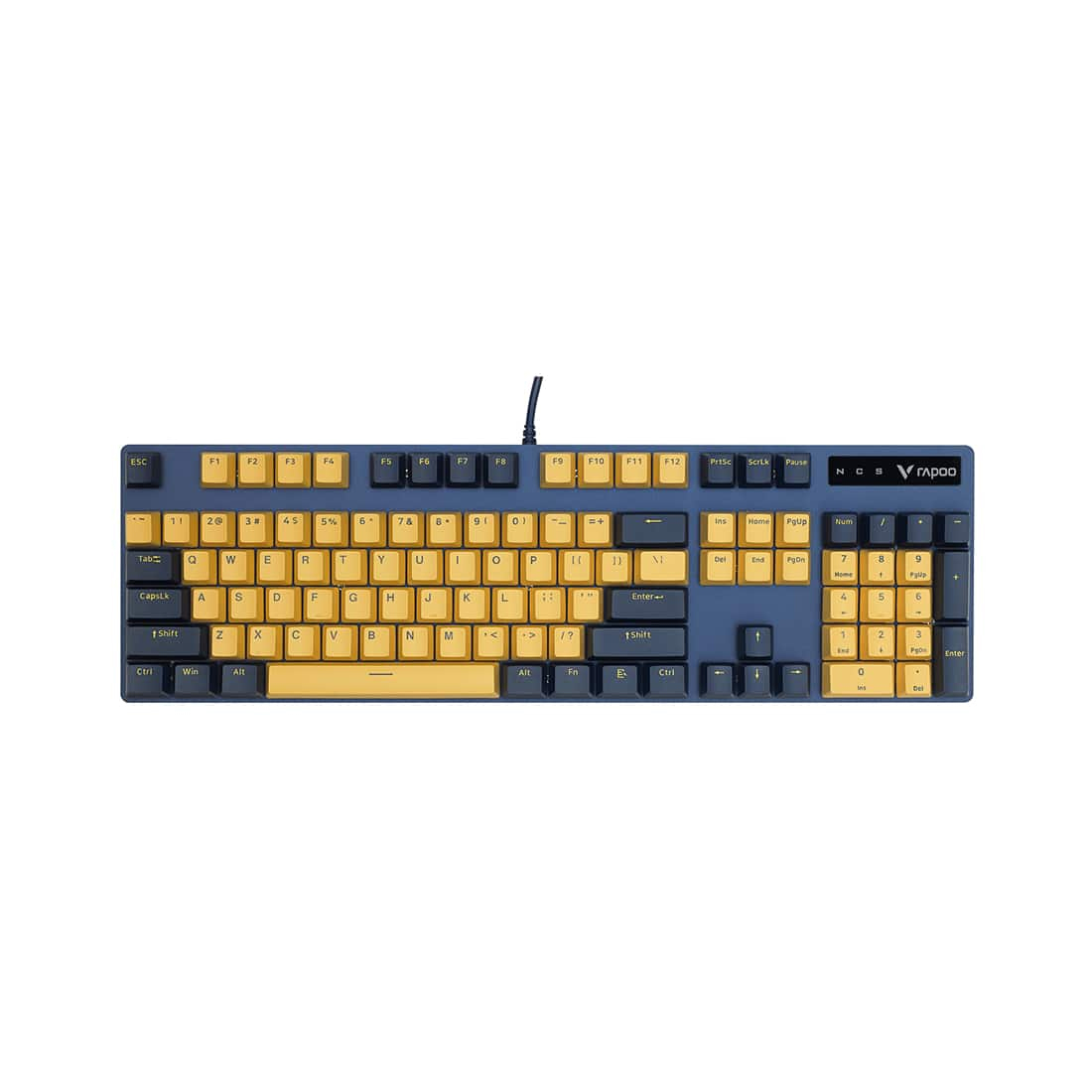 Клавиатура Rapoo V500PRO TM Yellow Blue [Механическая, проводная, клавиш - 104, подсветка, Желтый]