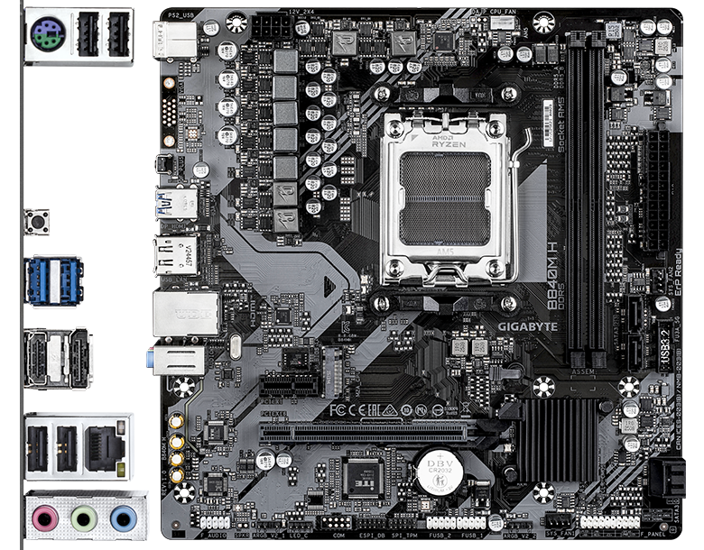 Материнская плата Gigabyte B840M H [AM5, AMD B840, 2xDDR 5, 1xM.2, 1xPCI-E x16, Micro-ATX]