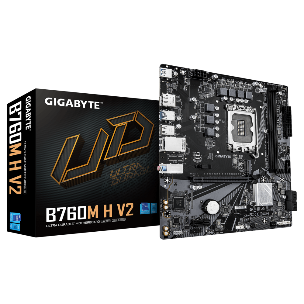 Материнская плата Gigabyte B760M H V2 [LGA 1700, Intel B760, 2xDDR 5, 1xM.2, 1xPCI-E x16, Micro-ATX]