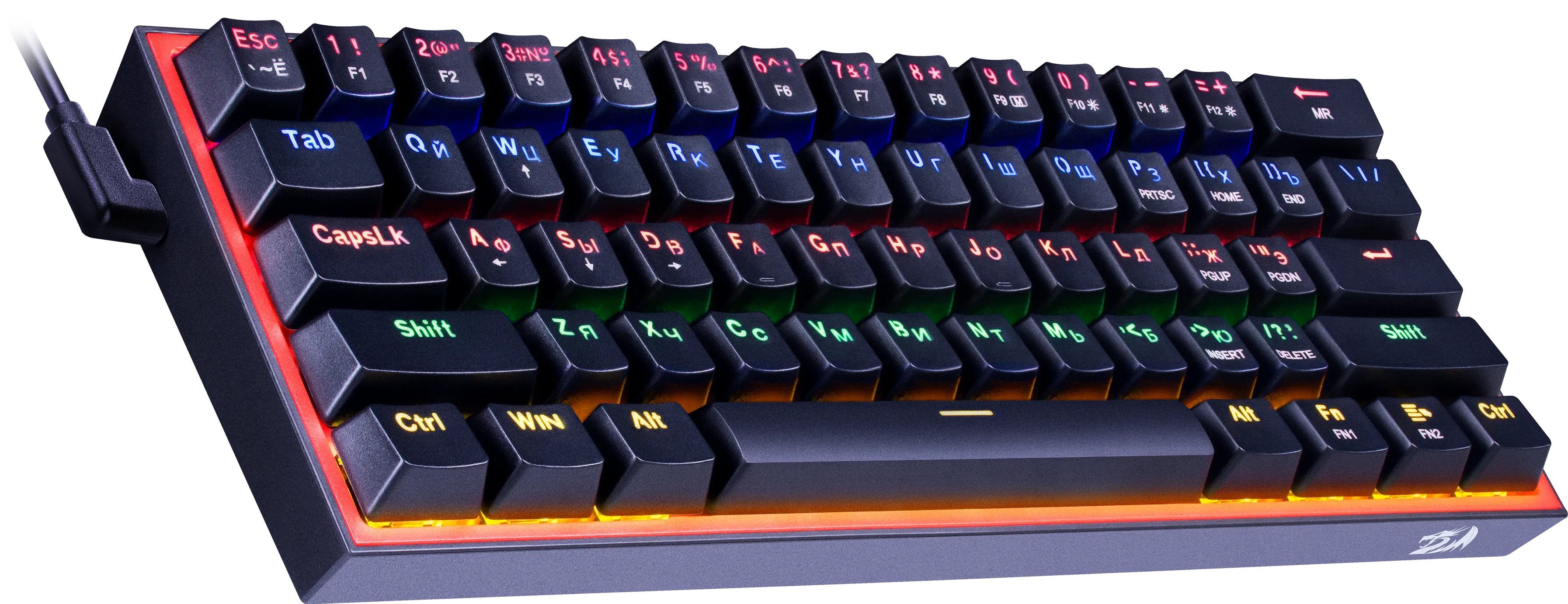 Клавиатура Redragon Fizz (72595) [механическая, проводная, RGB подсветка, Redragon Melt-Gold, черная]