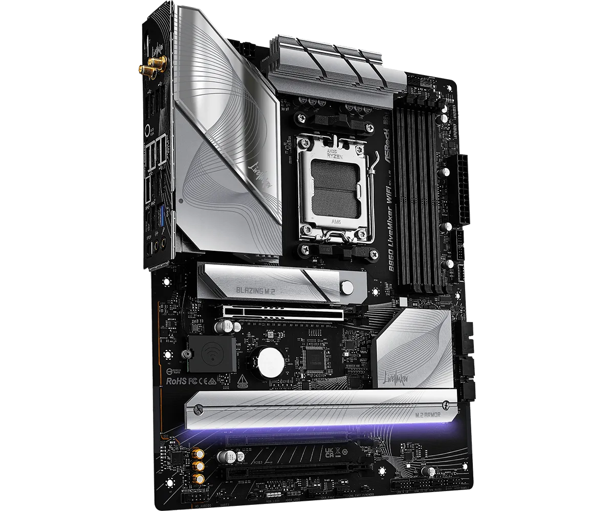 Материнская плата ASRock B850 LiveMixer WiFi [AM5, AMD B850, 4xDDR 5, 3xM.2, 3xPCI-E x16, Standard-ATX]