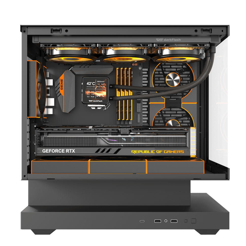Корпус darkFlash F1 (DF-F1-BK) [Mini Tower, 6 x 120 мм ARGB, Черный]