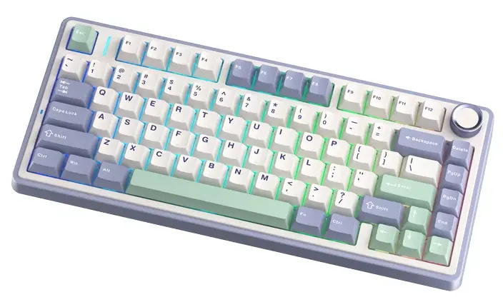 Клавиатура Aula F75 [механическая, проводная + беспроводная, RGB подсветка, Leobog Graywood V3, зеленая]