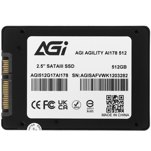 SSD-накопитель AGI AI178 (AGI512G17AI178-CB) [512 ГБ, 2.5", SATA III, 530/480 МБ/с]