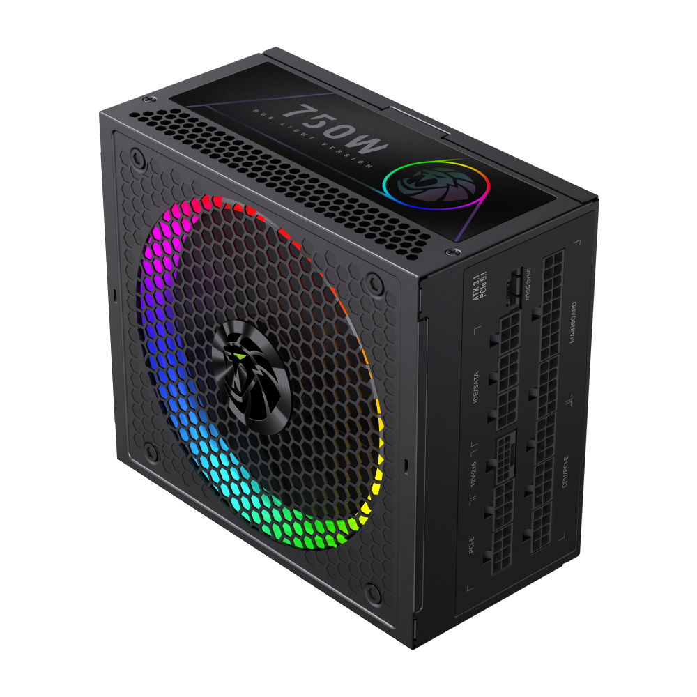 Блок питания GameMax RGB PRO 750G Gold (2141-0750B0018) [750 Вт, 80 PLUS Gold, 8x SATA, 1 x 16 pin (12VHPWR), 4 x 6+2 pin PCIe, 2x 4+4 pin CPU, ATX]