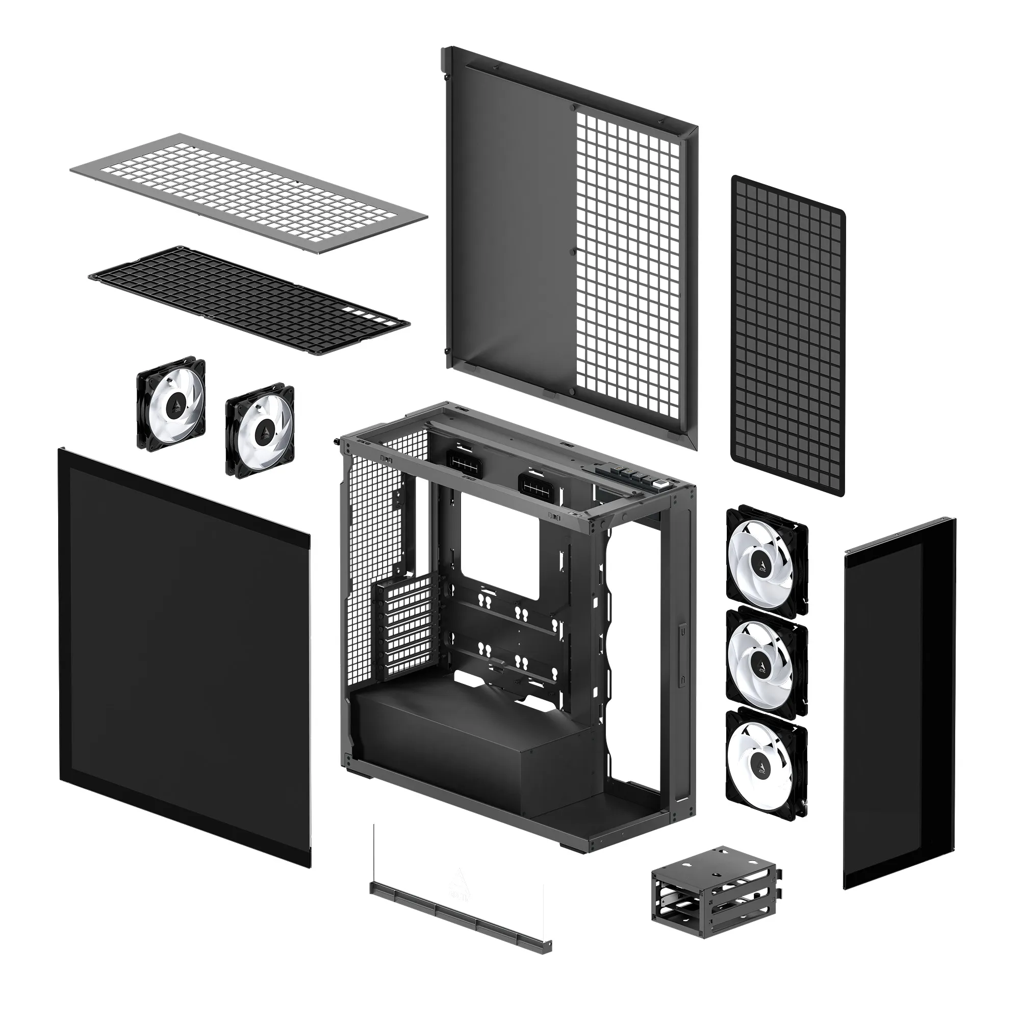 Корпус Arctic Xtender Black(Mirror Glass) (ACPCC00018A) [Full Tower, 2×120 мм + 3×140 мм A-RGB]