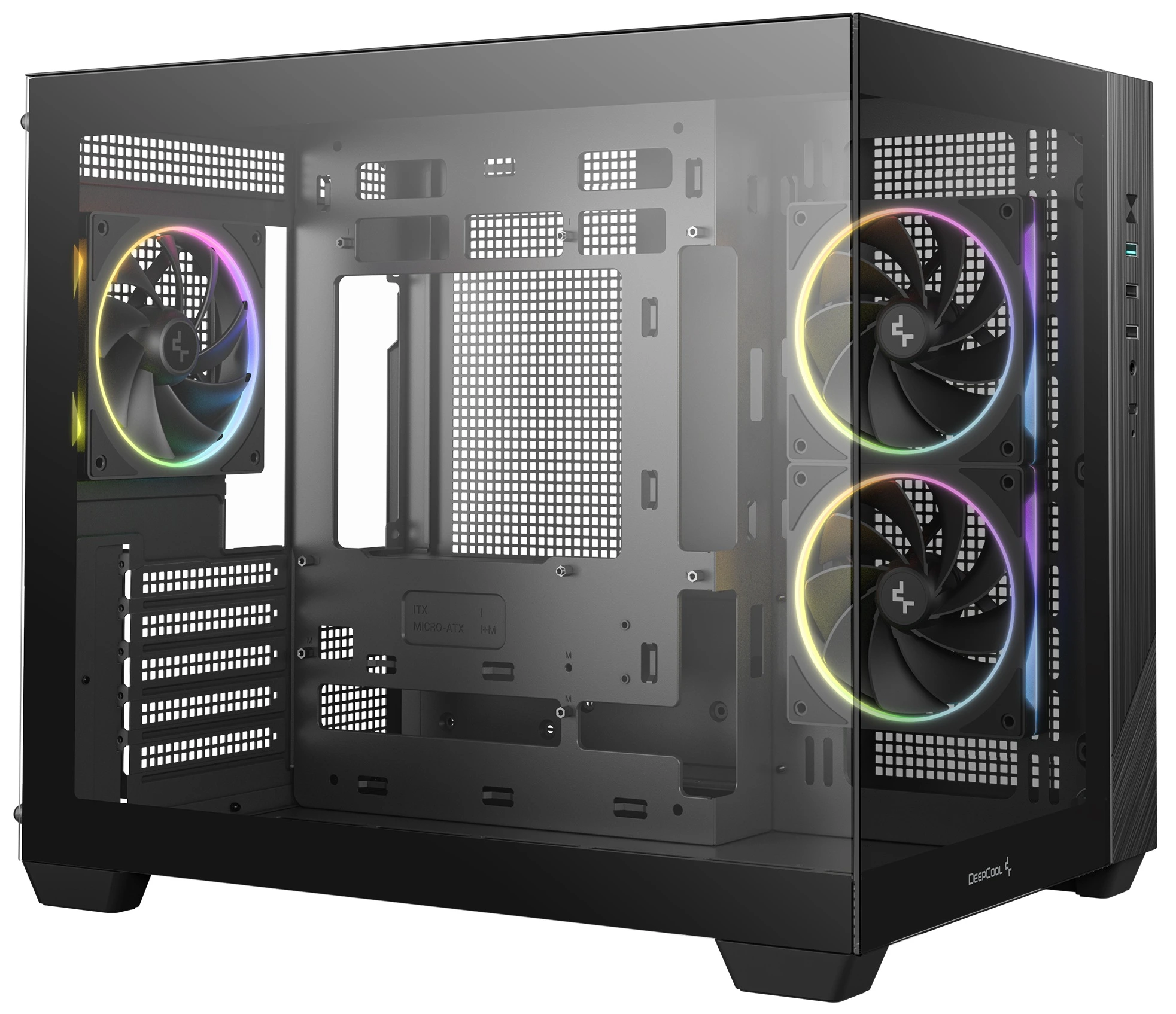 Корпус DeepCool CG330 3F (R-CG330-BKNGM3-G) [Mini Tower, 3 x 120 мм ARGB, Черный]