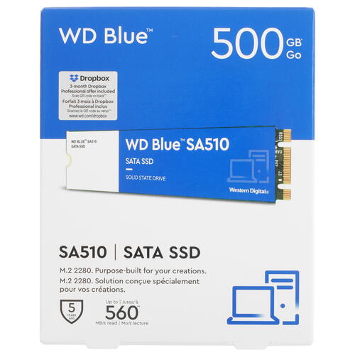 Твердотельный накопитель SSD WD BLUE SA510 (WDS500G3B0B), 500 ГБ, M.2 2280 