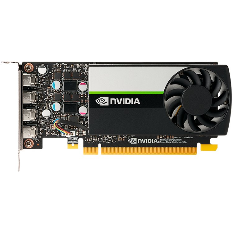 Видеокарта PNY NVIDIA T1000 4GB LowProfile [4 ГБ, GDDR6, 128 бит, mini-DisplayPort (4 шт)]