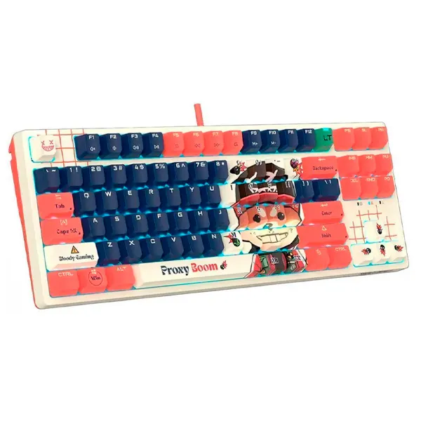 Клавиатура Bloody AT87 Proxy Boom SAVAGE [оптическая, проводная, RGB подсветка, Bloody Alpha, белая]