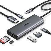 Конвертер Ugreen CM498 USB-C To HDMI+2*USB 3.2 A+ USB-C 3.2+SD/TF+PD 15531