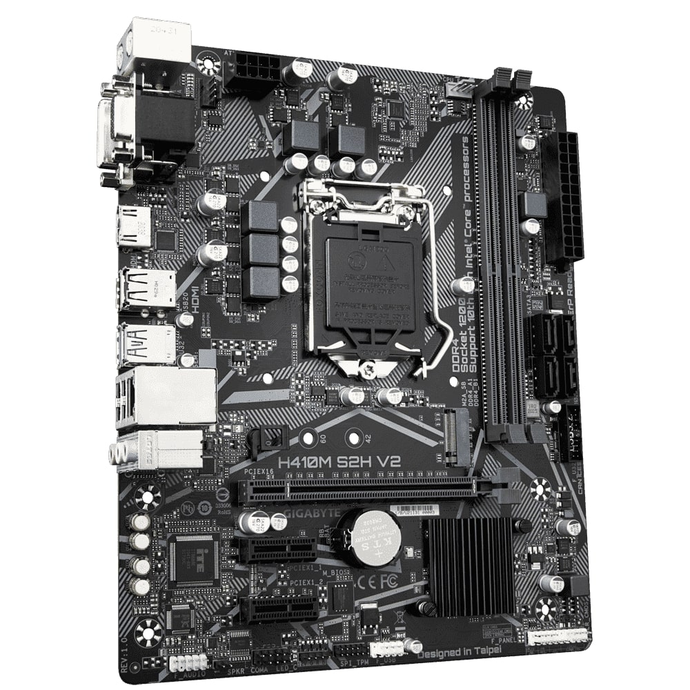 Материнская плата Gigabyte H410M S2H V2 [LGA 1200, H410, 2xDDR 4, 1xM.2,  1xPCI-E x16, Micro-ATX] - купить в Forcecom.kz