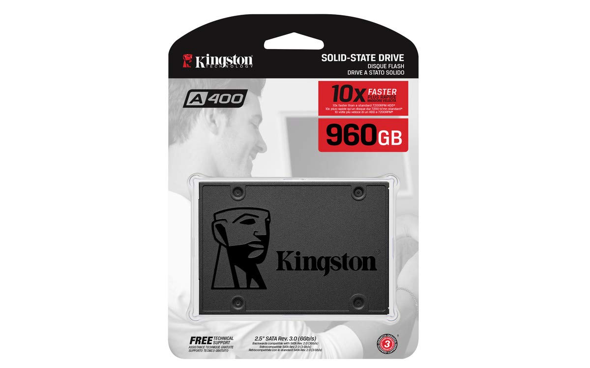 SSD-накопитель Kingston A400 (SA400S37/960G) [960 ГБ, 2.5", SATA III, 500/450 МБ/с, TLC]