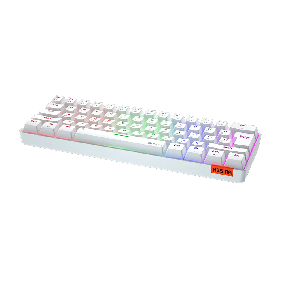 Клавиатура USB, Meetion MK005, Белый KeyBoard Mechanical, Blue switch, 61 keys EN/RU/KZ, Cable USB-C, White