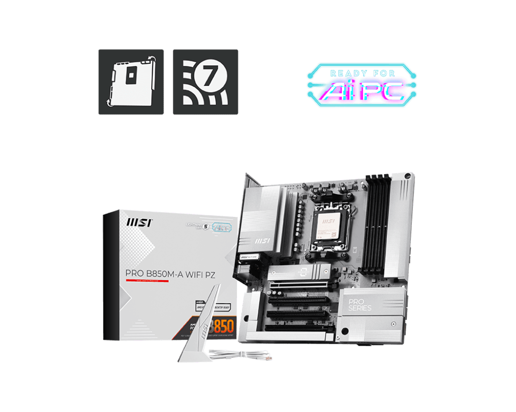 Материнская плата MSI PRO B850M-A WIFI PZ AM5 4xDDR5 4xSATA3 RAID 2xM.2 HDMI DP 2xType-C mATX