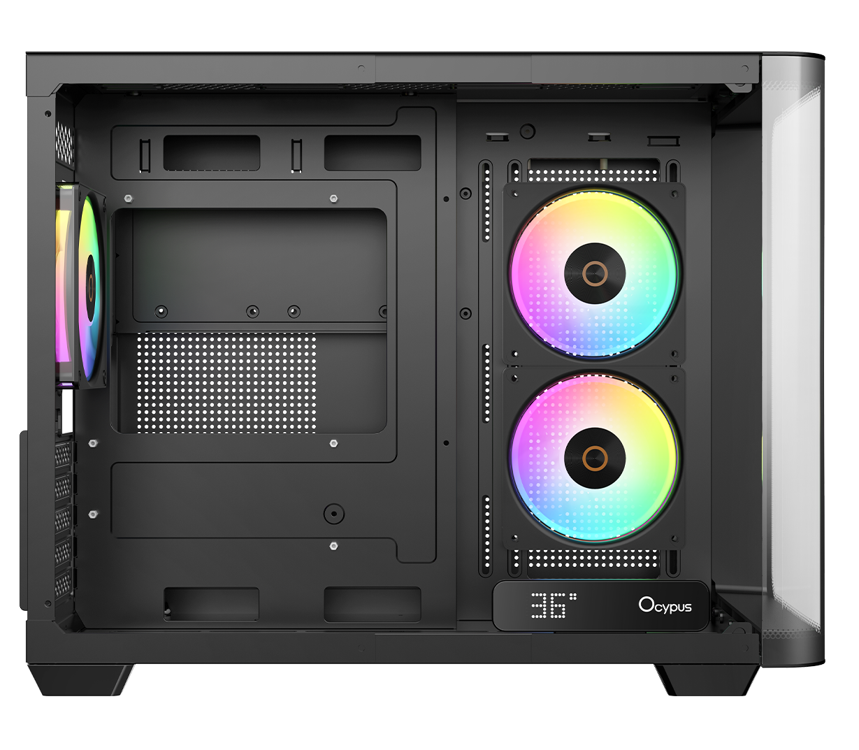 Корпус Ocypus Iota C50 Curve ARGB (Iota-C50-BKD300CD-GL) [Mini Tower, 3 x 120 мм, черный]