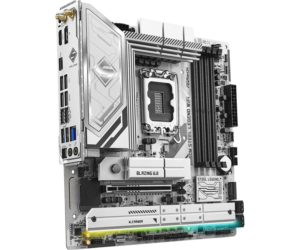 Материнская плата ASRock B860M Steel Legend WiFi [LGA 1851, Intel B860, 4xDDR 5, 4xM.2, 1xPCI-E x16, Micro-ATX]