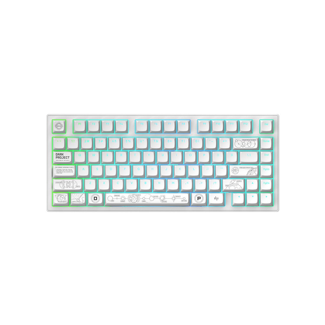 Клавиатура Dark Project ALU81A Terra Nova White (DPKB_NOVA_81_ANSI_WHITE_UA) [механическая, проводная + беспроводная, RGB подсветка, G3MS Moonstone, белая]